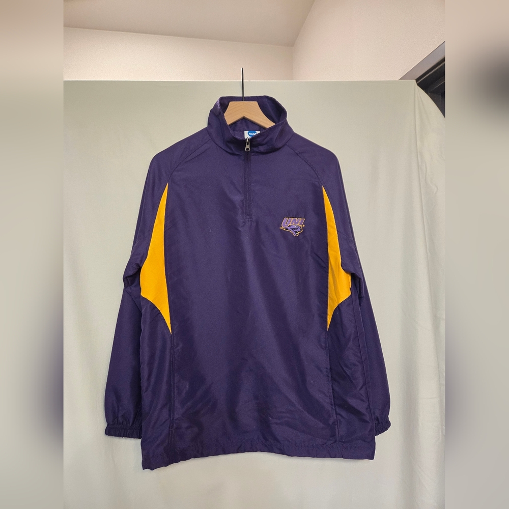 UNI Panthers Men's NCAA Purple Windbreaker Jacket Long Sleeve 1/4 Zip Close S